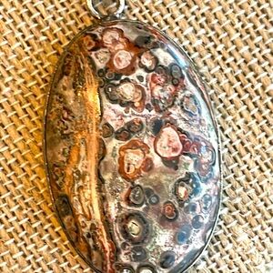 Leopard Skin Jasper 925 Silver and Brown Pendant